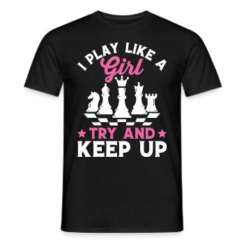 Lustiger Schachspieler Ich spiele wie ein Mädchen - Männer T-Shirt - Schwarz - Vorne - AI Model Male 178 light (178cm)