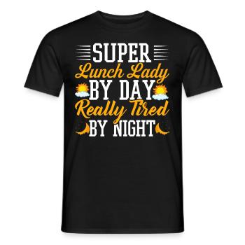 Cafétéria Employé École Super Déjeuner Dame Fatiguée - T-shirt homme - noir - Devant - AI Model Male 178 light (178cm)