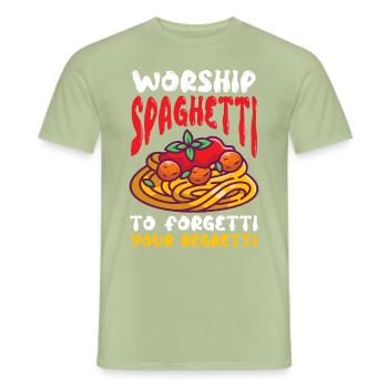 Fliegendes Spaghettimonster FSM - Männer T-Shirt - Sage - Vorne - AI Model Male 178 light (178cm)