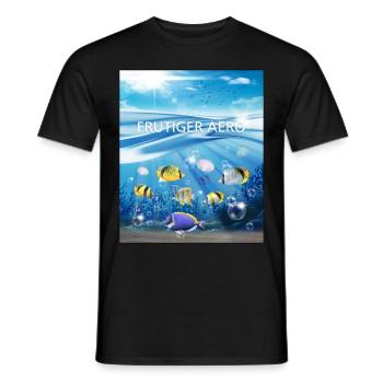 Frutiger Aero Aesthetic Tech Ocean Underwater Fish - Men's T-Shirt - black - Front - AI Model Male 178 light (178cm)