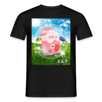 Frutiger Aero Aesthetic Tech Kawaii-Erdbeer-Milchf - Männer T-Shirt - Schwarz - Vorne - AI Model Male 178 light (178cm)