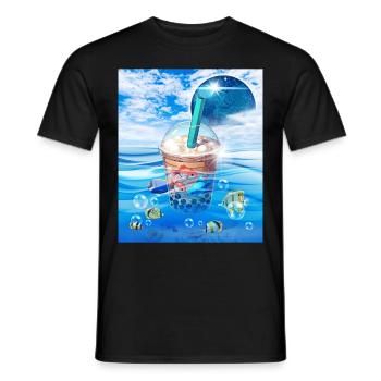 Frutiger Aero Aesthetic Tech Bubble Tea Boba Milkt - Männer T-Shirt - Schwarz - Vorne - AI Model Male 178 light (178cm)