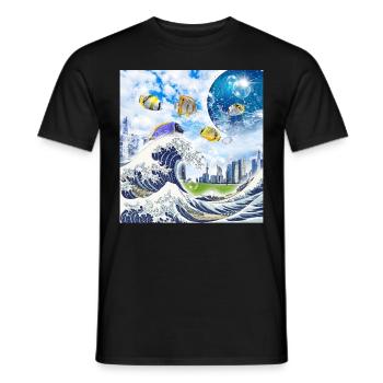 Frutiger Aero Aesthetic Tech Große Welle von Kanag - Männer T-Shirt - Schwarz - Vorne - AI Model Male 178 light (178cm)