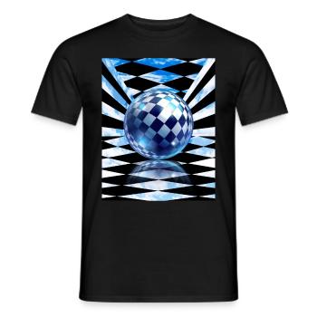 Frutiger Aero Aesthetic Tech Checkered Room Orb Sk - Men's T-Shirt - black - Front - AI Model Male 178 light (178cm)