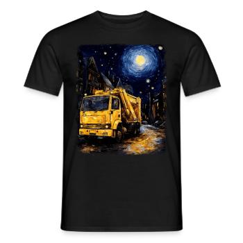 Garbage Trucker Müllwagen Sternennacht Malerei - Männer T-Shirt - Schwarz - Vorne - AI Model Male 178 light (178cm)