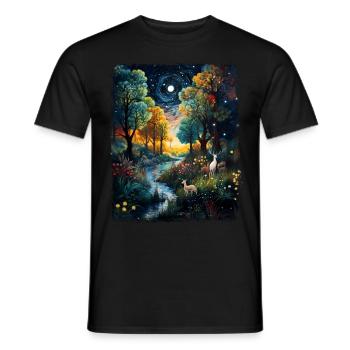 Jardin d’Eden Peintre religieux biblique nuit étoilée - T-shirt homme - noir - Devant - AI Model Male 178 light (178cm)