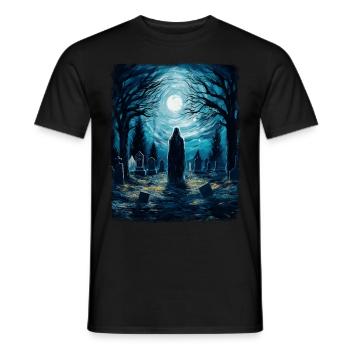 Geisterfriedhof Gespenstische Sternennacht Malerei - Männer T-Shirt - Schwarz - Vorne - AI Model Male 178 light (178cm)