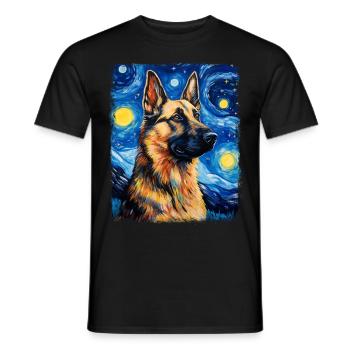 Berger allemand Peinture Nuit étoilée - T-shirt homme - noir - Devant - AI Model Male 178 light (178cm)