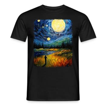 Golfer Golfer Golf Game Starry Night Painting - Men's T-Shirt - black - Front - AI Model Male 178 light (178cm)