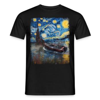 Luftboot Luftbootfahren Sternennacht Malerei - Männer T-Shirt - Schwarz - Vorne - AI Model Male 178 light (178cm)