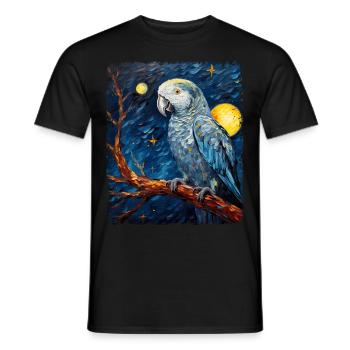 Africain Africain Perroquet Gris Oiseau Nuit Étoilée Peinture - T-shirt homme - noir - Devant - AI Model Male 178 light (178cm)