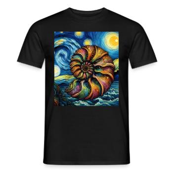 Ammonit Fossil Paläontologe Sternennacht Malerei - Männer T-Shirt - Schwarz - Vorne - AI Model Male 178 light (178cm)