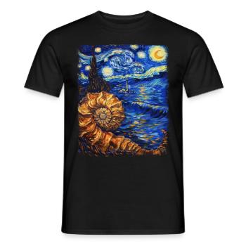 Ammonit Fossil Paläontologe Sternennacht Malerei - Männer T-Shirt - Schwarz - Vorne - AI Model Male 178 light (178cm)