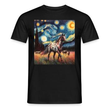 Appaloosa Cheval Nuit étoilée Peinture - T-shirt homme - noir - Devant - AI Model Male 178 light (178cm)