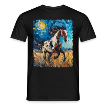 Appaloosa Cheval Nuit étoilée Peinture - T-shirt homme - noir - Devant - AI Model Male 178 light (178cm)