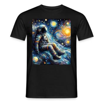 astronaute planète spatiale nuit étoilée peinture - T-shirt homme - noir - Devant - AI Model Male 178 light (178cm)