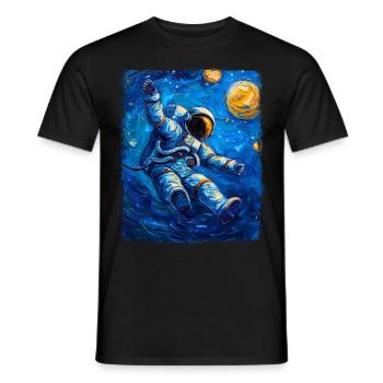 astronaute planète spatiale nuit étoilée peinture - T-shirt homme - noir - Devant - AI Model Male 178 light (178cm)