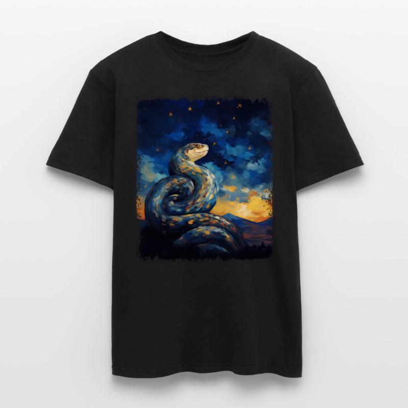 Kugelpython Schlange Sternennacht Gemälde Männer T-Shirt