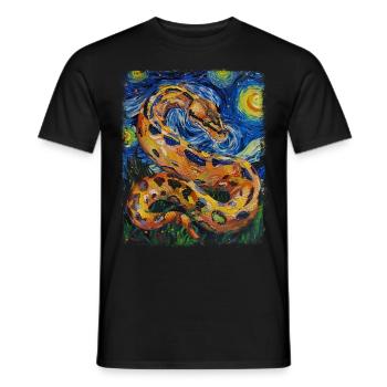 Ball Python Snake Starry Night Painting - Men's T-Shirt - black - Front - AI Model Male 178 light (178cm)