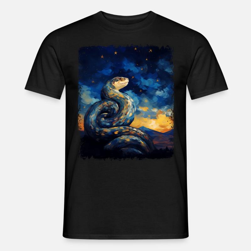 Kugelpython Schlange Sternennacht Gemälde - Männer T-Shirt - Schwarz