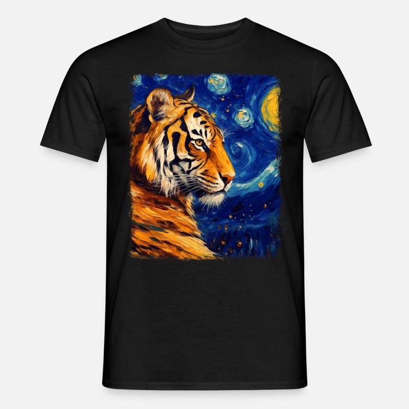 Bengalkatze Sternennacht-Gemälde - Männer T-Shirt - Schwarz