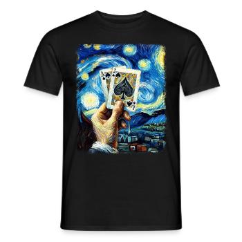 Blackjack Glücksspiel Karten Sternennacht Malerei - Männer T-Shirt - Schwarz - Vorne - AI Model Male 178 light (178cm)