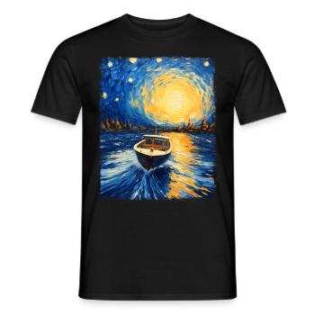 Bateau Conducteur Batelier Nuit étoilée Ge - T-shirt homme - noir - Devant - AI Model Male 178 light (178cm)