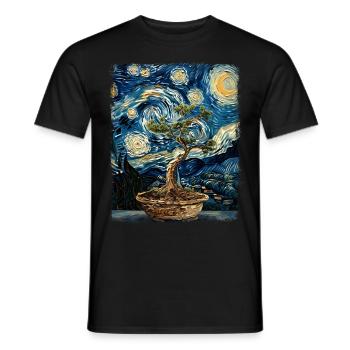 Bonsaï Arbre Zen Japonais Nuit Étoilée Peinture - T-shirt homme - noir - Devant - AI Model Male 178 light (178cm)