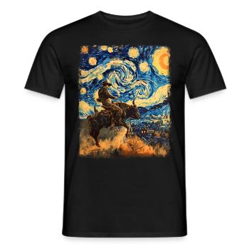 Bull Rider Bull Riding Cowboy Nuit étoilée Gem - T-shirt homme - noir - Devant - AI Model Male 178 light (178cm)
