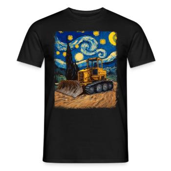 Bulldozer Remorque de construction HEO Starry Night Painting - T-shirt homme - noir - Devant - AI Model Male 178 light (178cm)