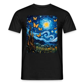 papillon papillons insecte nuit étoilée m - T-shirt homme - noir - Devant - AI Model Male 178 light (178cm)