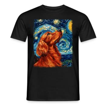 Irish Setter Hund Sternennacht Gemälde - Männer T-Shirt - Schwarz - Vorne - AI Model Male 178 light (178cm)