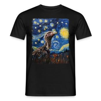 Vulture Bird Starry Night Painting - Men's T-Shirt - black - Front - AI Model Male 178 light (178cm)