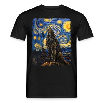 loup-garou loups hurlant peinture nuit étoilée - T-shirt homme - noir - Devant - AI Model Male 178 light (178cm)