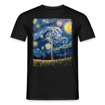 Windturbine Techniker Windmühle Sternennacht Maler - Männer T-Shirt - Schwarz - Vorne - AI Model Male 178 light (178cm)