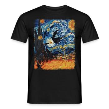 Sorcière Halloween Sorcières Occulte Nuit étoilée Peinture - T-shirt homme - noir - Devant - AI Model Male 178 light (178cm)