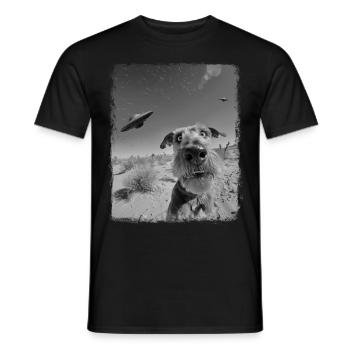 Airedale Terrier Chien OVNI Alien Alien Sel - T-shirt homme - noir - Devant - AI Model Male 178 light (178cm)