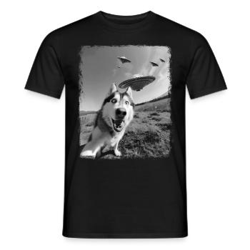 Alaskan Malamute Chien OVNI Alien Alien Sel - T-shirt homme - noir - Devant - AI Model Male 178 light (178cm)