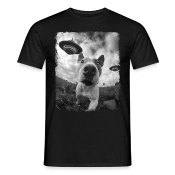American Bull Terrier Chien OVNI Alien Alien Alien - T-shirt homme - noir - Devant - AI Model Male 178 light (178cm)