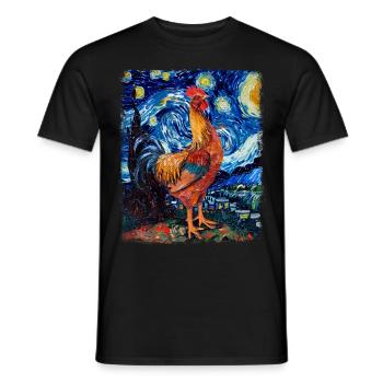Ferme de poulets Ferme Nuit étoilée Peintres - T-shirt homme - noir - Devant - AI Model Male 178 light (178cm)