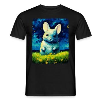 Chinchilla Mignon Peinture Nuit Étoilée - T-shirt homme - noir - Devant - AI Model Male 178 light (178cm)
