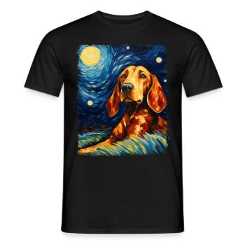 Coonhound chien Nuit étoilée Peinture - T-shirt homme - noir - Devant - AI Model Male 178 light (178cm)