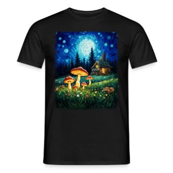 Cottagecore esthétique Nature champignon étoilé nuit Ma - T-shirt homme - noir - Devant - AI Model Male 178 light (178cm)