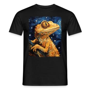 Lézard à crête Peinture de nuit étoilée - T-shirt homme - noir - Devant - AI Model Male 178 light (178cm)
