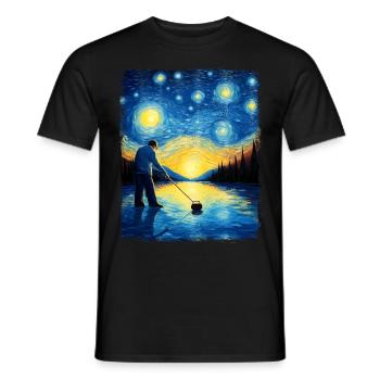 Joueur de pierre de curling Peinture nuit étoilée - T-shirt homme - noir - Devant - AI Model Male 178 light (178cm)