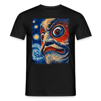 Daruma Puppe Japan Sternennacht Malerei - Männer T-Shirt - Schwarz - Vorne - AI Model Male 178 light (178cm)