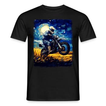 moto tout-terrain motocross moto tout-terrain motard nuit étoilée - T-shirt homme - noir - Devant - AI Model Male 178 light (178cm)