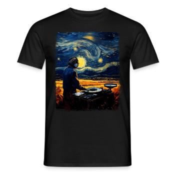 Disc Jockey Lecteur de musique DJ Turntable Stars - T-shirt homme - noir - Devant - AI Model Male 178 light (178cm)