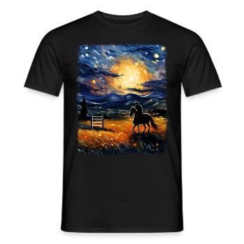 Dressurpferd Reiten Reitsport Sternennacht Gemälde - Männer T-Shirt - Schwarz - Vorne - AI Model Male 178 light (178cm)