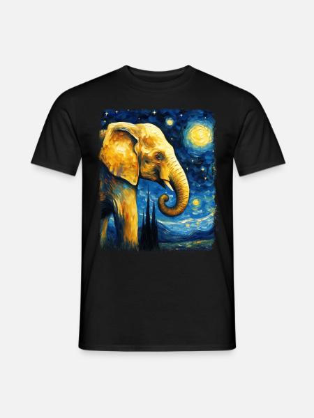 Elefant Tier Sternennacht Gemälde - Männer T-Shirt - Schwarz